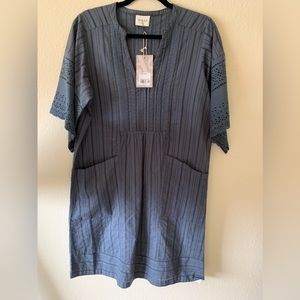 WRAP London beach dress caftan eyelet cotton coverup boho dress with pockets.